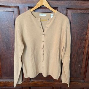 Lord & Taylor 2 ply cashmere cardigan camel L